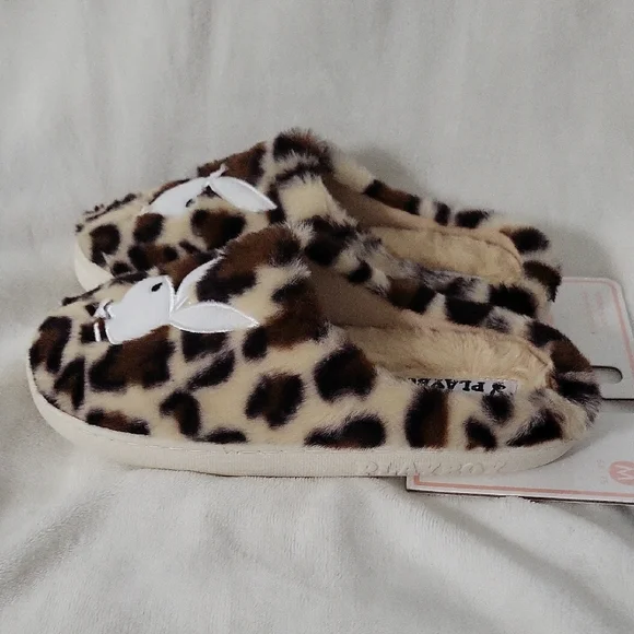 PLAYBOY Furry Animal Print Slippers - Picture 5 of 7